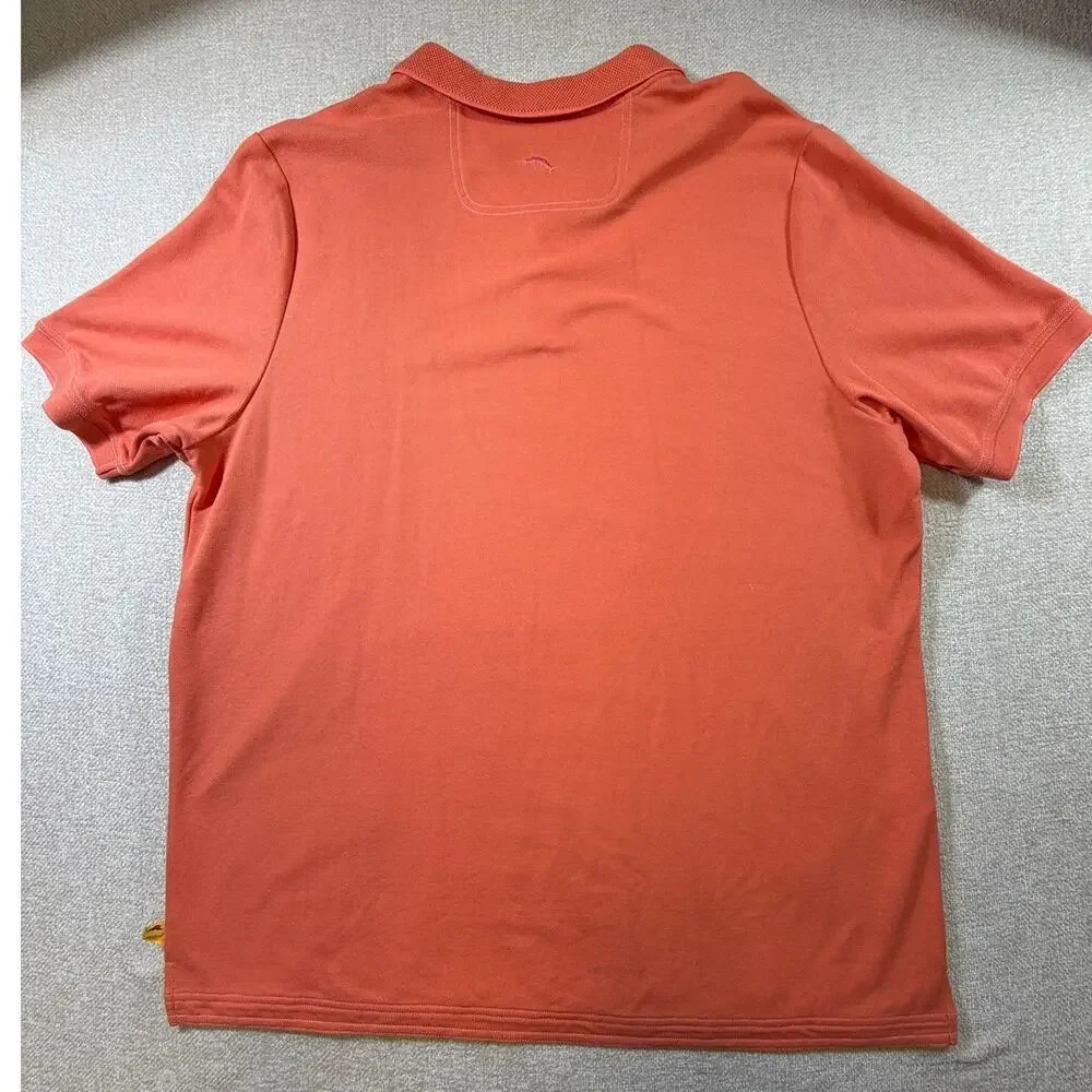 Tommy Bahama Men's Orange 2XL IslandZone Hula Girl Dancer Golf Polo Shirt Casual
